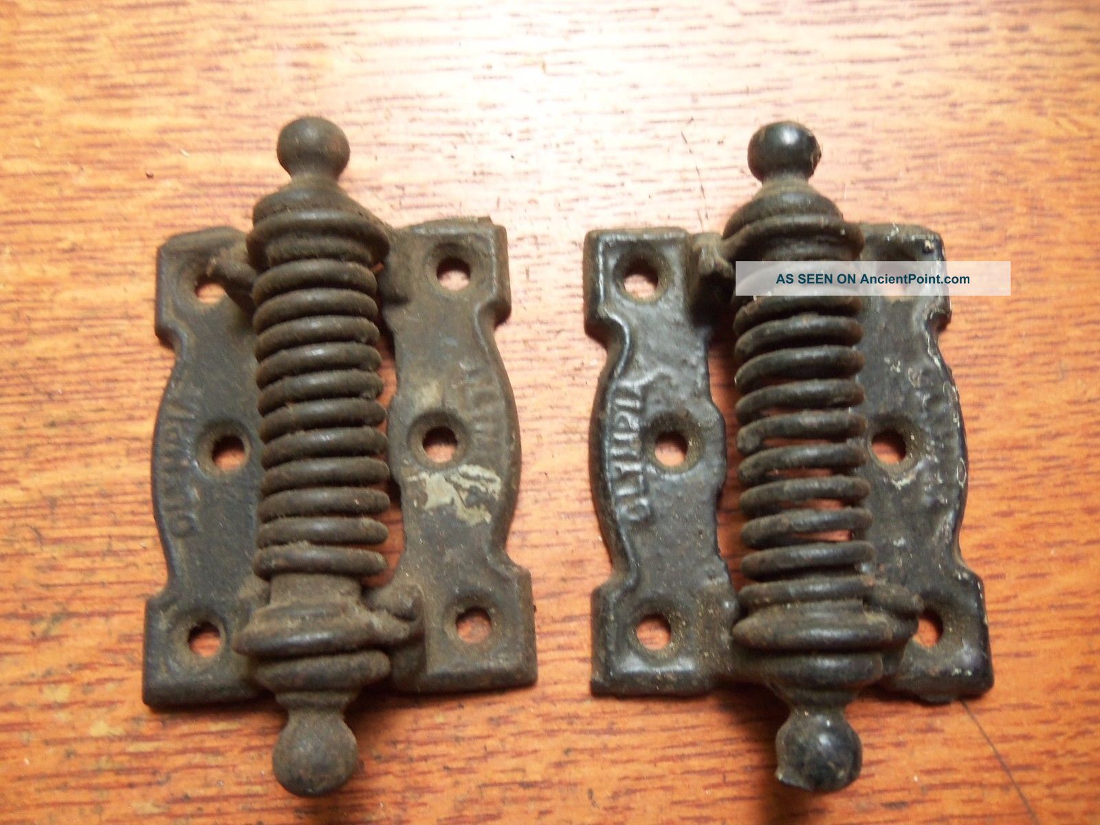 Two Antique Cast Iron Screen Door Hinges C1885 Olympia Other Antique Hardware photo