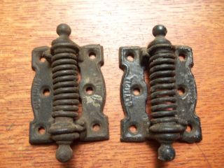 Two Antique Cast Iron Screen Door Hinges C1885 Olympia photo