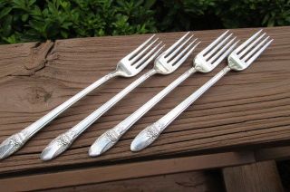 4 Rogers International First Love Grille Forks Marked First Love Lta photo