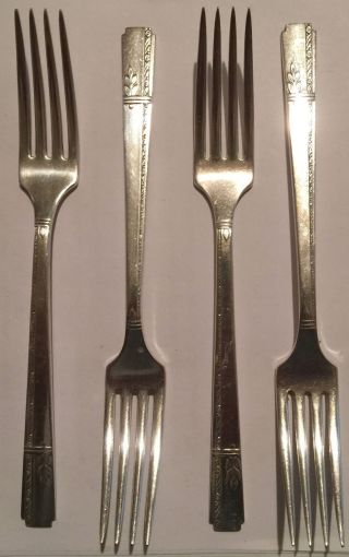 Grenoble Silverplate Oneida Prestige 1938 4 Dinner Forks /s 7 1/2 photo
