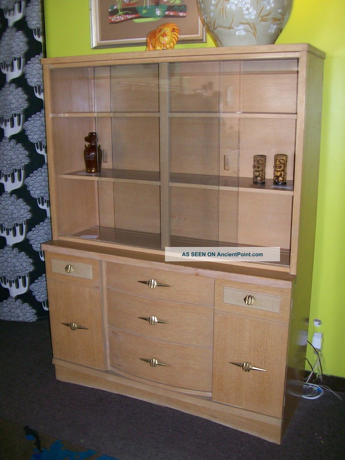 Reserved 1950 ' S Blonde Oak Mid Century China Cabinet By Stanley Mid-Century Modernism photo