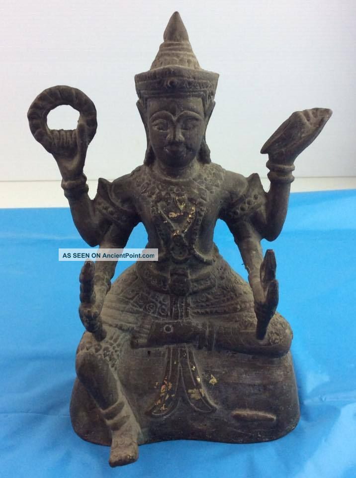 Rare 100 Thailand Shiva Idol Figurine Brass Handmade Sculpture Hindu God Statue Amulets photo