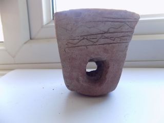 Early Antique Ancient? Cypriot Cyprus Pottery Small Incised Vessel photo