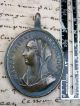 Antique 17th Jesus Christ & Virgin Mary Spanish Colonial Carmelite Bronze Medal Roman photo 2