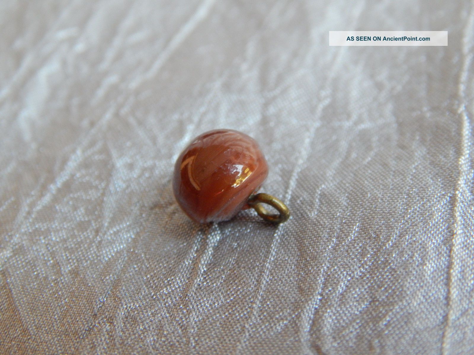 Antique 1800s Diminutiv Glass Button Brown Bullseye Swirl Back Charmstring 706a Buttons photo
