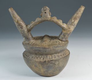 Pre Columbian Ancient South America Good Lambayeque Sican Spouted Vessel photo