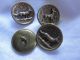 Antique Buttons From Brass 1 Dear & 3 Dogs/france Buttons photo 1