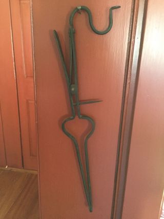 Reproduction Wrought Iron 18th C Fireplace Tongs photo