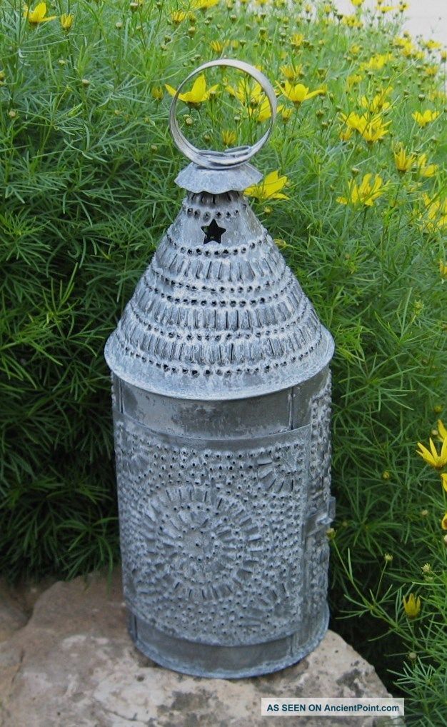Galvanized Lantern Taper Candle Holder Primitive/french Country Farmhouse Decor Primitives photo