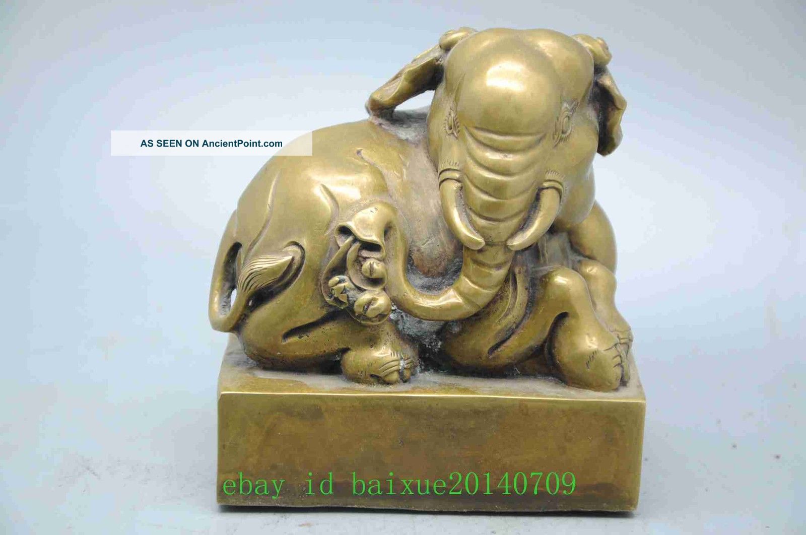 Chinese Bronze Gilt Carving Elephant Heffalump Seal Signet Stamp Statue Other Antique Chinese Statues photo