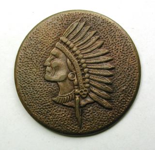 Antique Button Stamped Brass Native American Chief 7/8 