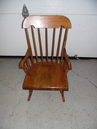 Antique Nichols & Stone Solid Wood Childs Rocking Chair photo