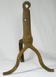Antique Primitive Andirons Old Hand Forged Firedogs Hearth Ware photo 1