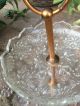 Vintage 1950s Two Tier Cut Glass Cake Stand Brass Colored Handle Item Other Antique Home & Hearth photo 2