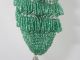 Antique Victorian Elegant Fringe Bright Green Glass Micro Beaded Handbag Purse Art Deco photo 4