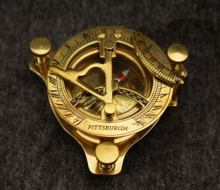 Brass Compass With Sundial photo