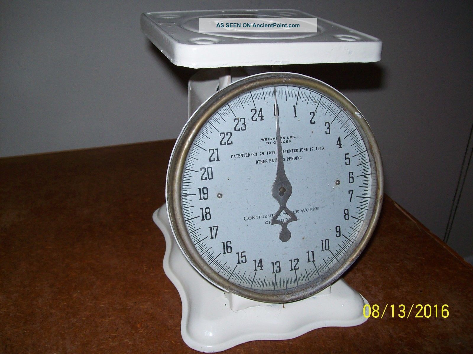 Antique Continental Scale,  Pat.  June 17,  1913,  25 Lbs.  Limit Kitchen Scale Scales photo