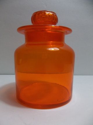 Antique Blown Glass Apothecary Jar Orange 5.  5 