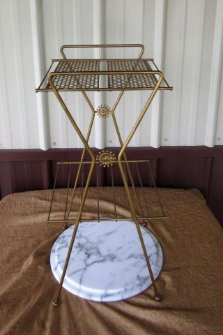 Vintage Metal 2 Shelf Telephone Table Stand Mategot Style Mid Century Modern Art photo