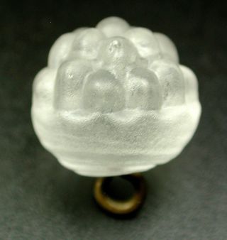 Antique Glass Charmstring Button Frosted Crystal Swirl Back Berry Mold photo