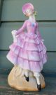 Elegant Victorian Pink Dress Lovely Bonnet Crinoline Lady German Spill Vase Vases photo 1