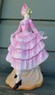 Elegant Victorian Pink Dress Lovely Bonnet Crinoline Lady German Spill Vase Vases photo 2
