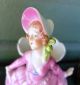 Elegant Victorian Pink Dress Lovely Bonnet Crinoline Lady German Spill Vase Vases photo 3
