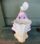 Elegant Victorian Pink Dress Lovely Bonnet Crinoline Lady German Spill Vase Vases photo 6