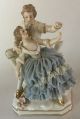 2 Furstenberg Dresden Lace Courting Couple Porcelain Figurines Germany 4 1/2 