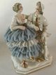 2 Furstenberg Dresden Lace Courting Couple Porcelain Figurines Germany 4 1/2 