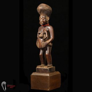 African Tribal Sculpture: Exquisite Chokwe Maternity Figure On Custom Base photo