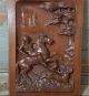Gothic Hunting With Hounds Sculpture 23 In Antique French Carved Wood Wall Panel Pediments photo 1