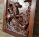Gothic Hunting With Hounds Sculpture 23 In Antique French Carved Wood Wall Panel Pediments photo 3
