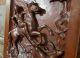 Gothic Hunting With Hounds Sculpture 23 In Antique French Carved Wood Wall Panel Pediments photo 4