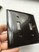 Old Stock Vintage Bakelite Dark Brown Double Switch Plate Cover Columned Switch Plates & Outlet Covers photo 2