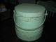 Antique Aafa Vintage Old Country Green Primitive Wood Firkin Pantry Bucket Pail Primitives photo 2