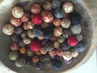 36 Tiny Primitive Rustic Rag Balls Bowl Fillers photo