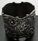 Antique Art Nouveau Sterling Silver Napkin Ring Repousse Flowers Ornate Napkin Rings & Clips photo 3