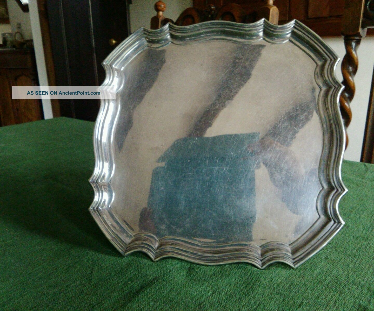 Small Square Silver Plated Tray,  Pretty Rim And Detailed Feet Platters & Trays photo