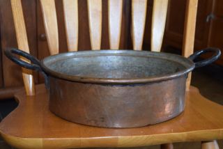 Antique Primitive Hand Forged Copper Pot Pan Hammered Rustic Americana Large photo