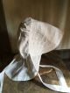 Antique Brown & Cream Handmade Ladies Bonnet Textile Aafa Calico Well Worn Primitives photo 8