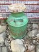 Old Milk Can Painted Green Farm Primitive Country Dairy Joy Primitives photo 1