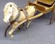Antique Children ' S Horse Drawn Carriage.  Sculpted Wooden Horse.  33 