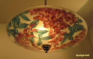 Adorable French Art Deco Chandelier 1930 - Signed: Loys Lucha - Enamel Painting photo