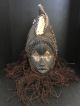 Rare Antique African Dan Mask Metal Teeth Slit Eyes Hide Hat Beard Shells Ar128 Masks photo 2