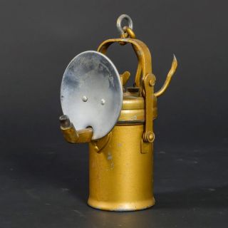 Vtg Hanging Miner Carbide Lamp Made In Romania Gold Cowboy Acetylene Lantern photo