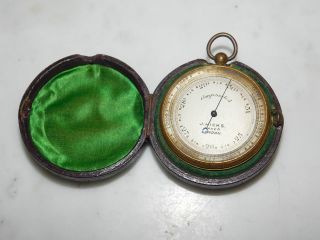 Antique Cased J.  Hicks Pocket Barometer Altimeter photo
