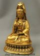 13 Folk Chinese Bronze Guanyin Kwan - Yin Avalokitesvara Goddess Lotus Seat Statue Kwan-yin photo 2