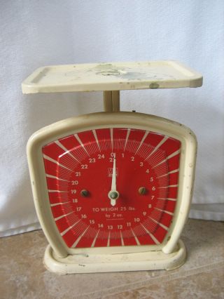 Vintage Effem Red Face Weigh Scale 25 Pound By 2 Ounce Marks - Western Germany photo