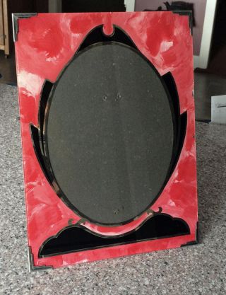 Art Deco Era Marbelized Picture Frame With Mirroring Pink photo